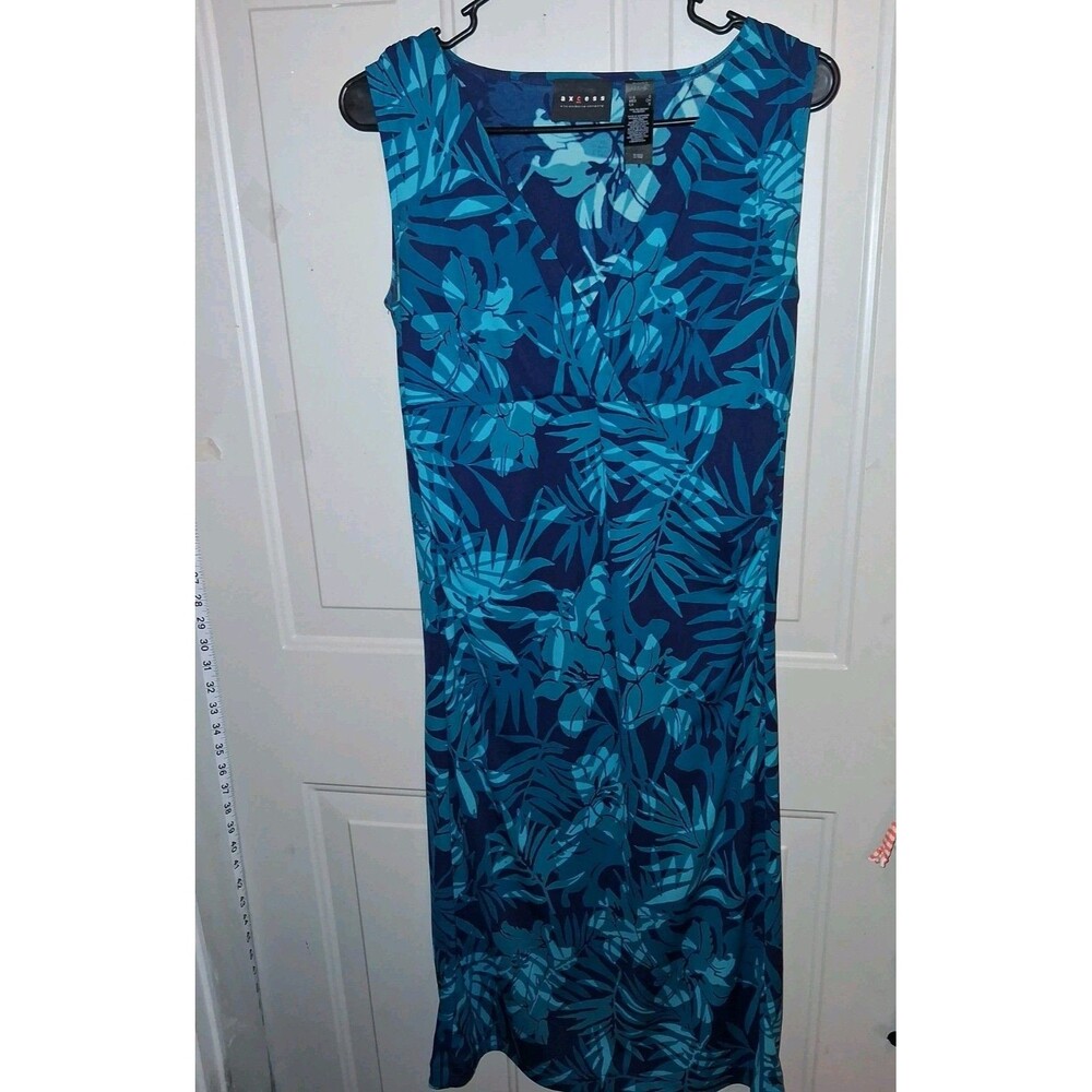 Axcess Liz Claiborne Green Floral Print Dress Women's Small 100% Polyester